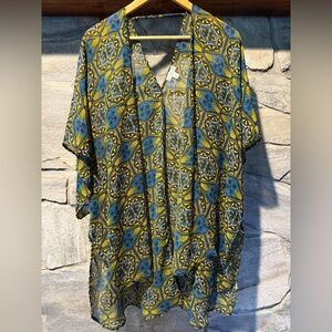Colorful Sheer Kimono with Geometric Pattern, Charlie B